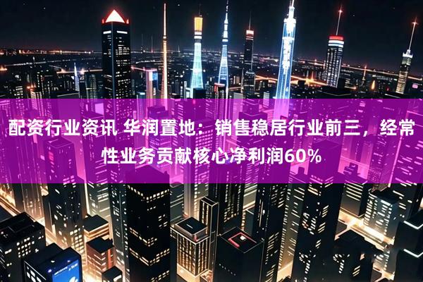 配资行业资讯 华润置地：销售稳居行业前三，经常性业务贡献核心净利润60%